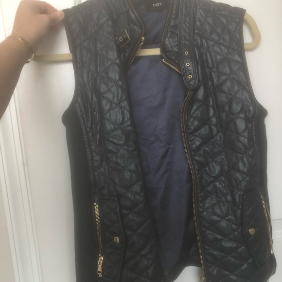 Fate Vegan Leather Navy Quilted Vest - Picture 3 of 9